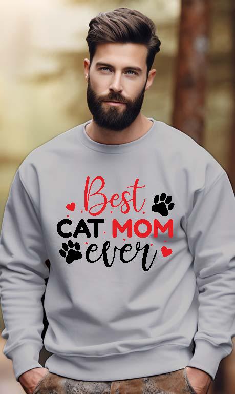 Best Cat Mom Ever - Cicás Férfi Pulóver