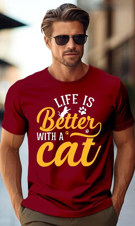 Life is Better with a Cat - Cicás Férfi Prémium Póló