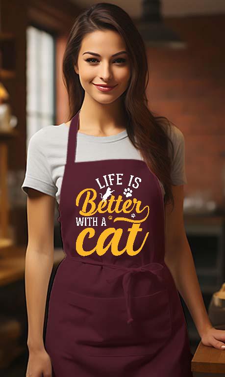 Life is Better with a Cat - Cicás Kötény