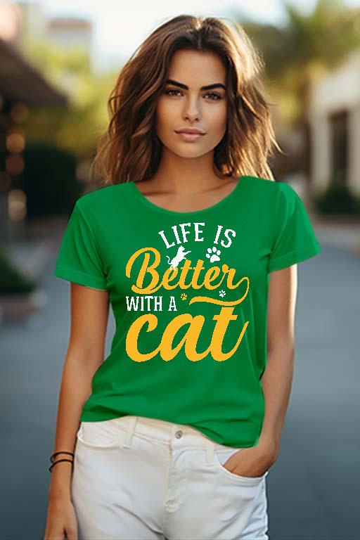Life is Better with a Cat - Cicás Női O-nyakú Póló