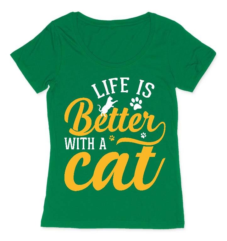 Life is Better with a Cat - Cicás Női O-nyakú Póló