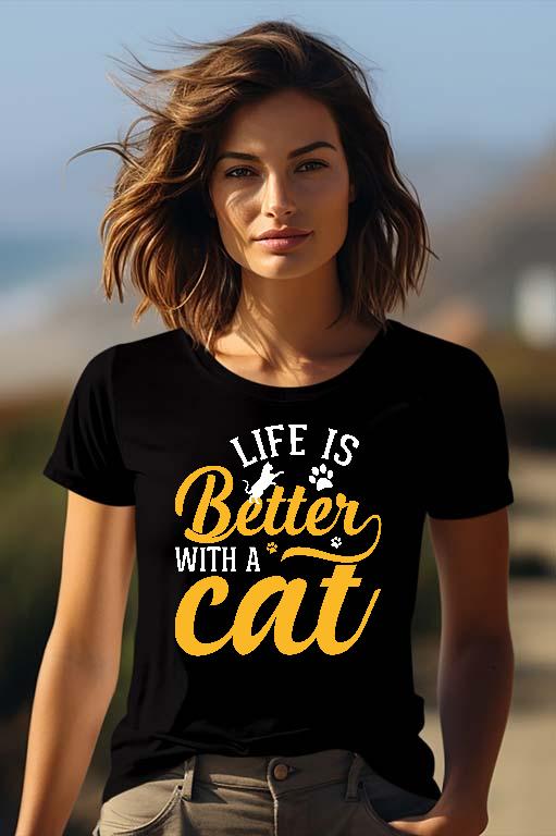 Life is Better with a Cat - Cicás Női Prémium Póló