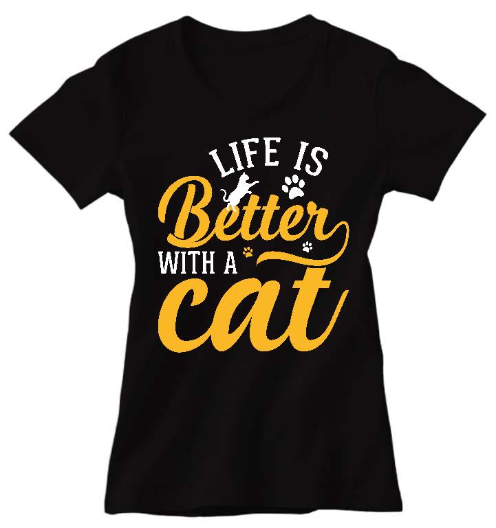 Life is Better with a Cat - Cicás Női Prémium Póló