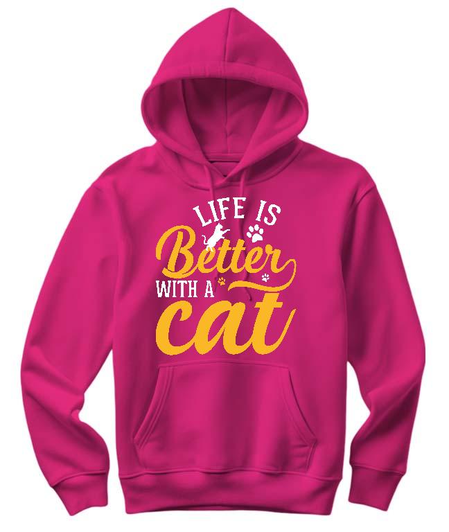 Life is Better with a Cat - Cicás Női Kapucnis Pulóver