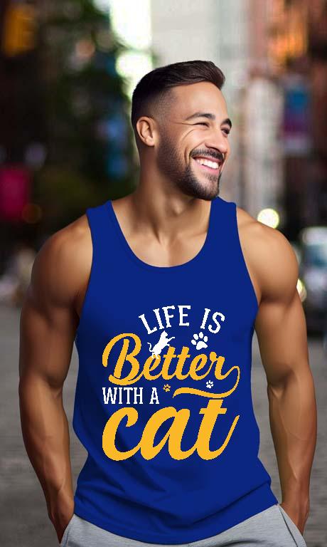 Life is Better with a Cat - Cicás Férfi Ujjatlan