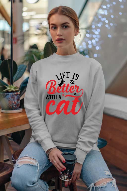 Life is Better with a Cat - Cicás Női Pulóver