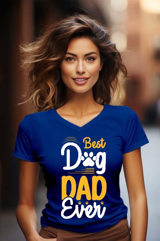Best Dog Dad Ever - Kutyás minták Női V-nyakú Póló