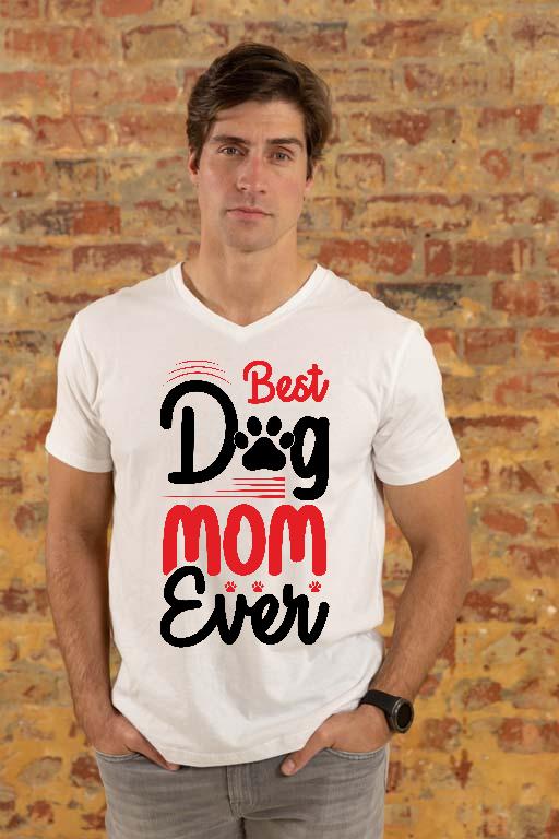 Best Dog Mom Ever - Kutyás minták Férfi V-nyakú Póló