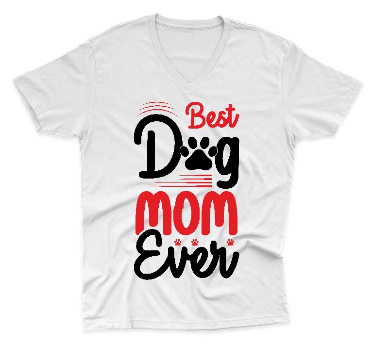 Best Dog Mom Ever - Kutyás minták Férfi V-nyakú Póló