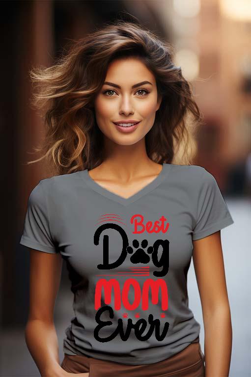 Best Dog Mom Ever - Kutyás minták Női V-nyakú Póló