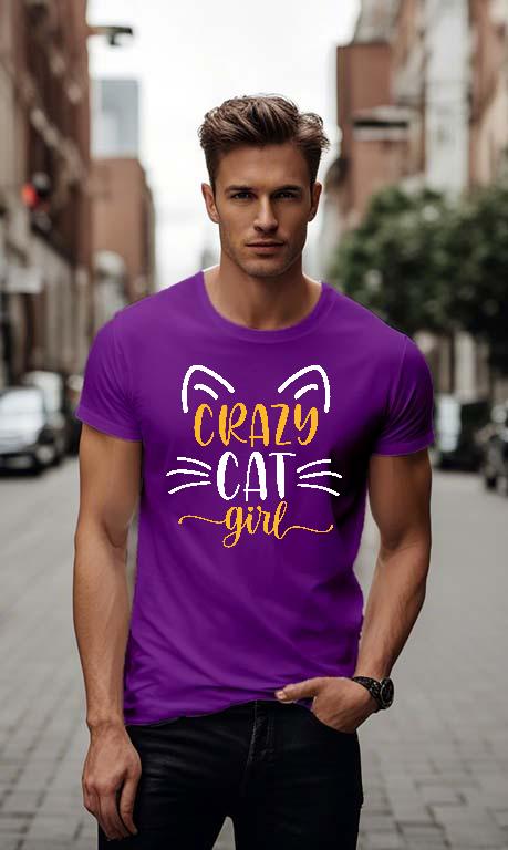 Crazy Cat Girl - Cicás Férfi Környakú Póló