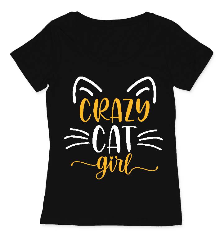 Crazy Cat Girl - Cicás Női O-nyakú Póló