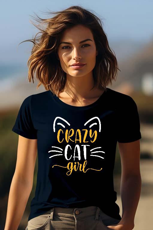 Crazy Cat Girl - Cicás Női Prémium Póló