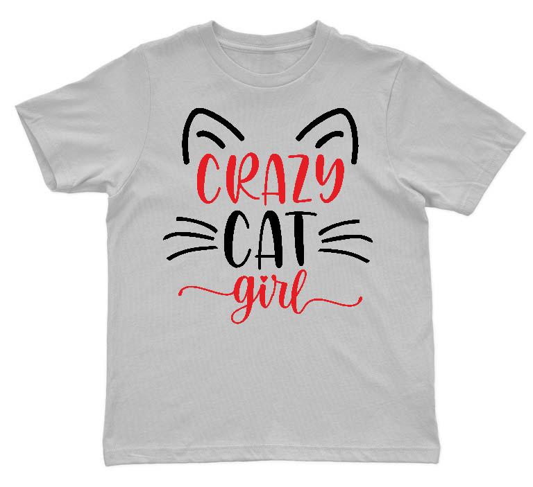 Crazy Cat Girl - Cicás Gyerek Környakú Póló