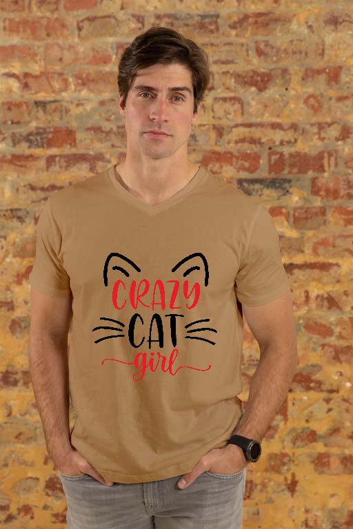 Crazy Cat Girl - Cicás Férfi V-nyakú Póló
