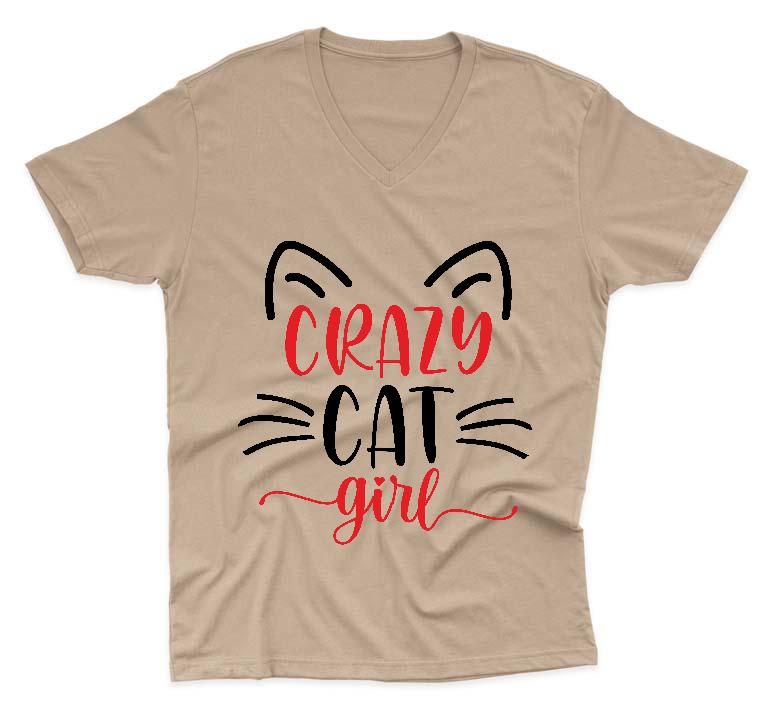 Crazy Cat Girl - Cicás Férfi V-nyakú Póló