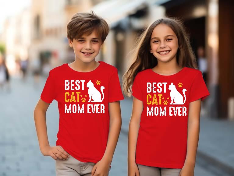 Best Cat Mom  - Cicás Gyerek Környakú Póló