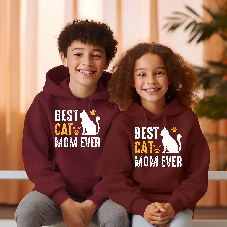 Best Cat Mom  - Cicás Gyerek Kapucnis Pulóver