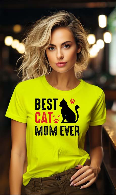 Best Cat Mom  - Cicás Női Környakú Póló