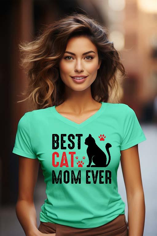 Best Cat Mom  - Cicás Női V-nyakú Póló