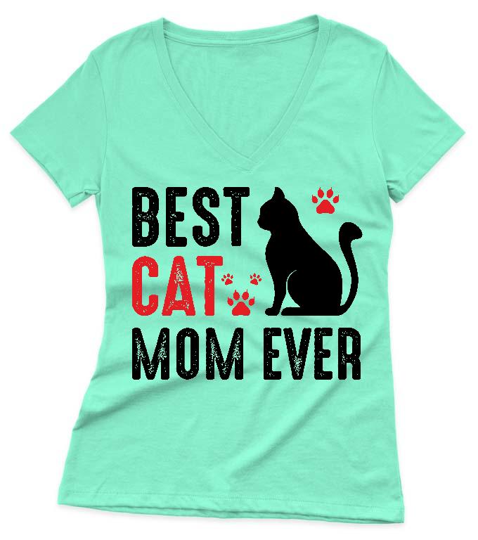 Best Cat Mom  - Cicás Női V-nyakú Póló