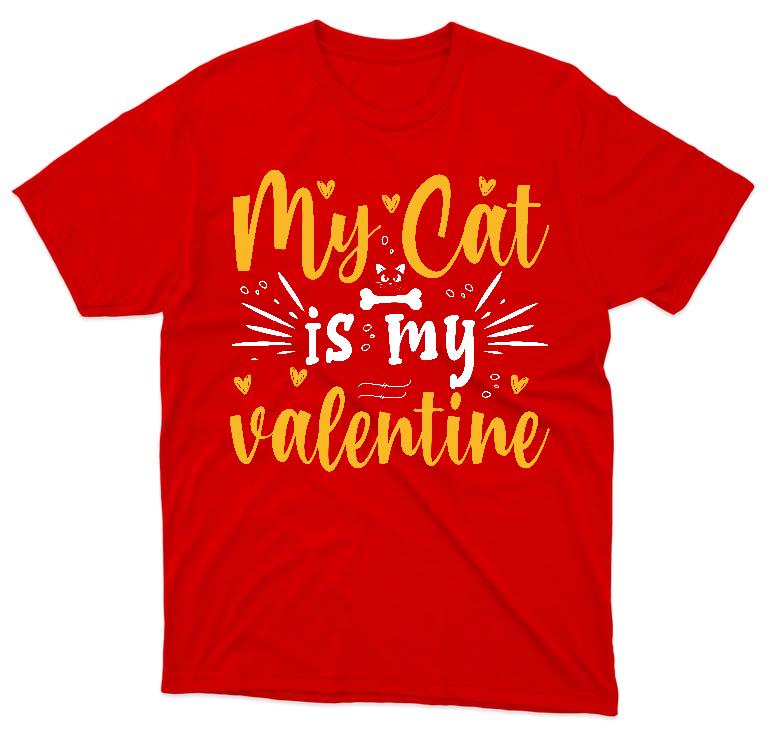 My Cat is my valentie - Cicás Férfi Környakú Póló