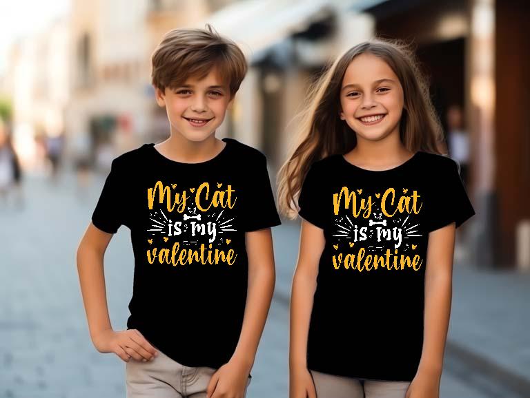 My Cat is my valentie - Cicás Gyerek Környakú Póló