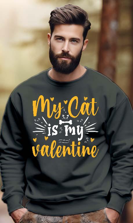 My Cat is my valentie - Cicás Férfi Pulóver