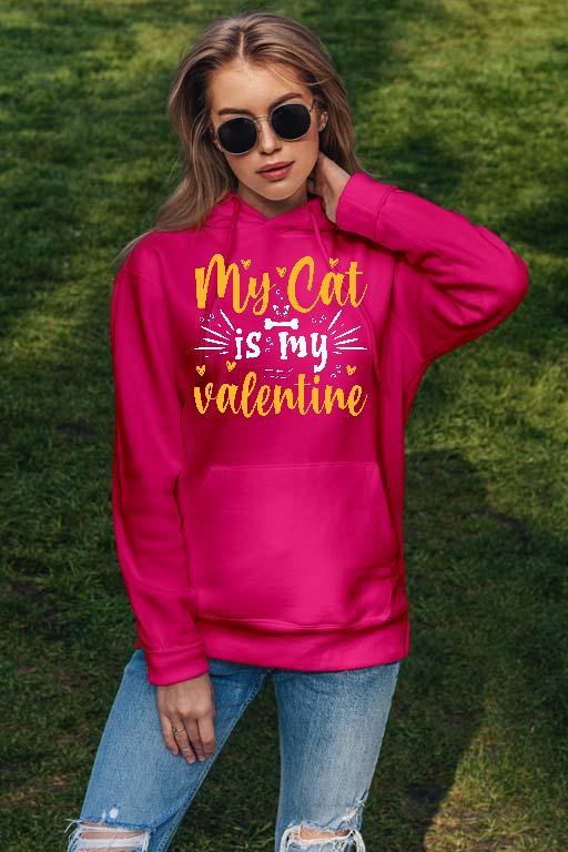 My Cat is my valentie - Cicás Női Kapucnis Pulóver