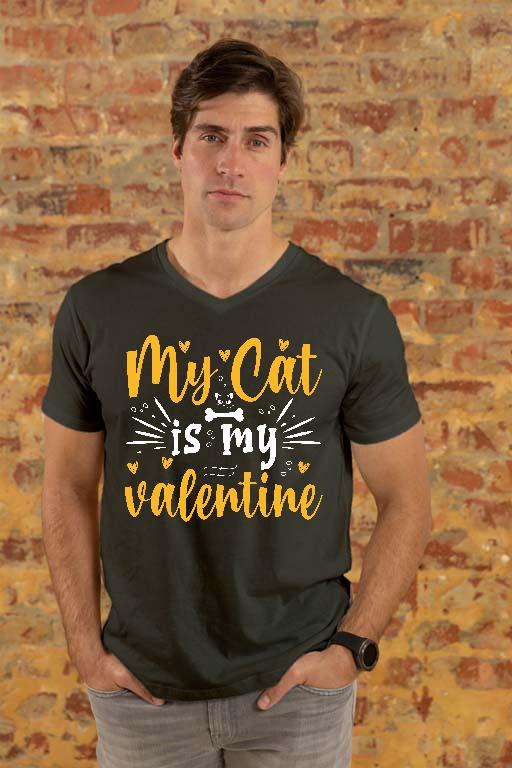 My Cat is my valentie - Cicás Férfi V-nyakú Póló