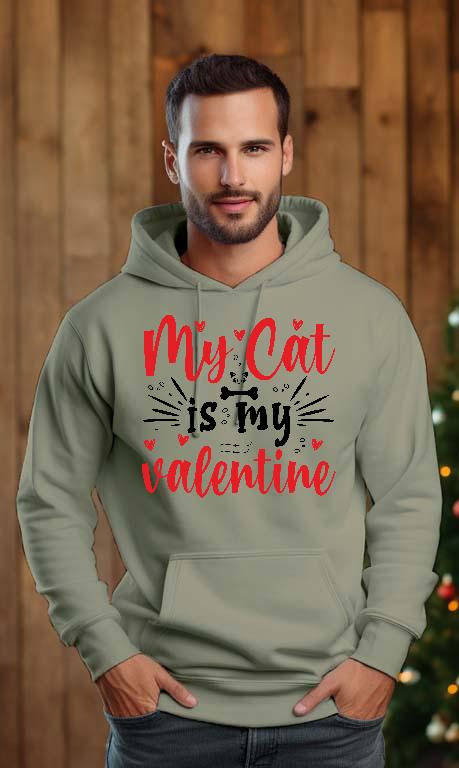 My Cat is my valentie - Cicás Férfi Kapucnis Pulóver