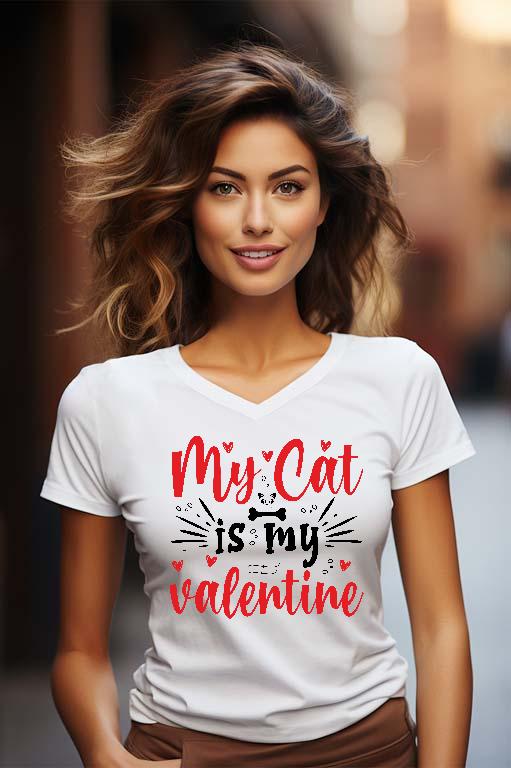 My Cat is my valentie - Cicás Női V-nyakú Póló
