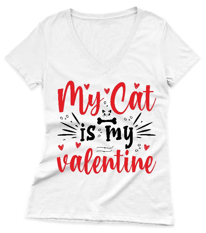 My Cat is my valentie - Cicás Női V-nyakú Póló