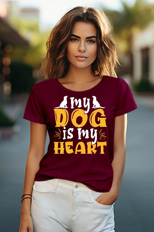 My Dog is my Heart - Kutyás minták Női O-nyakú Póló