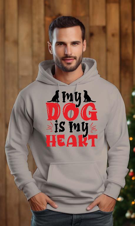 My Dog is my Heart - Kutyás minták Férfi Kapucnis Pulóver