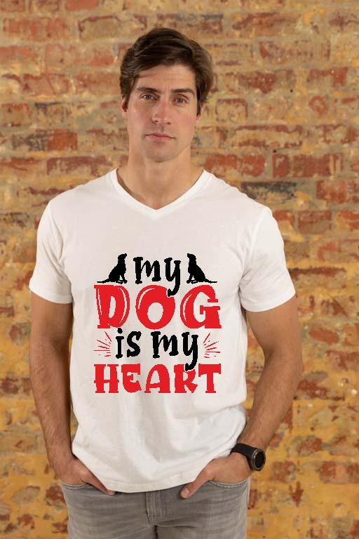 My Dog is my Heart - Kutyás minták Férfi V-nyakú Póló