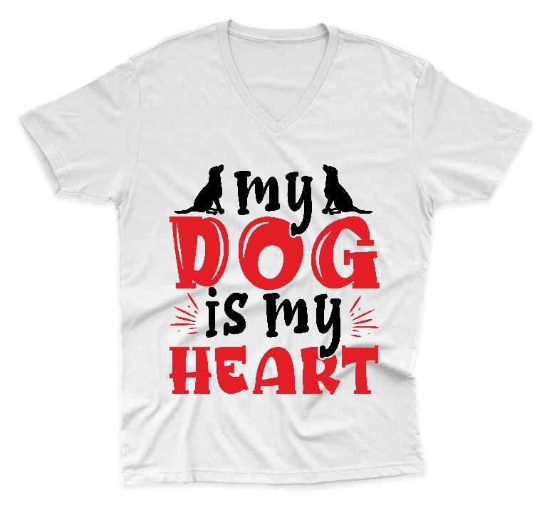 My Dog is my Heart - Kutyás minták Férfi V-nyakú Póló