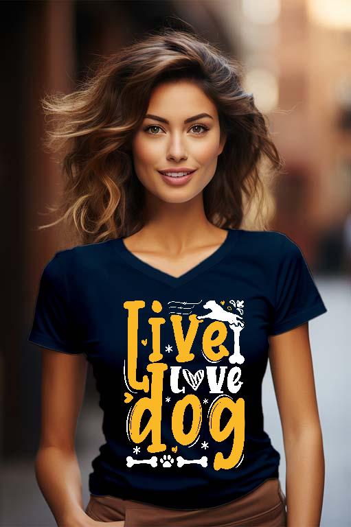 I love Dog - Kutyás minták Női V-nyakú Póló