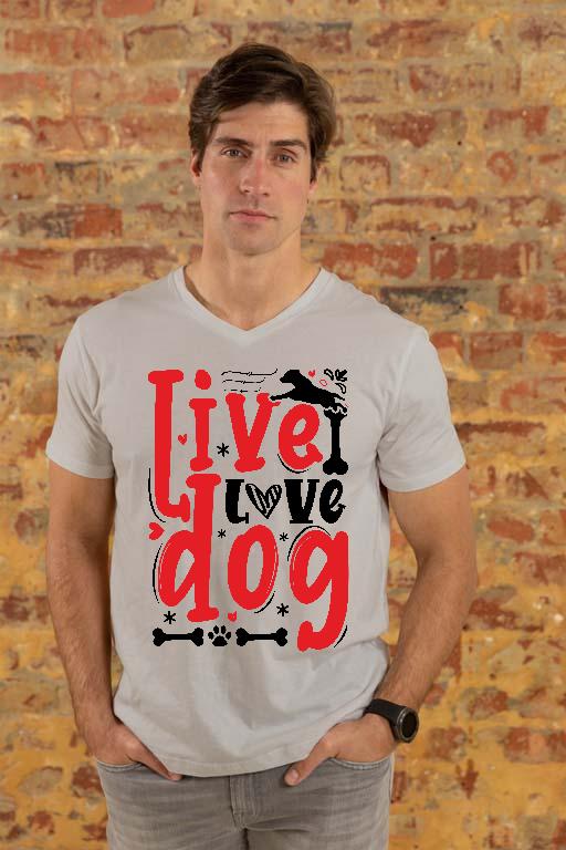 I love Dog - Kutyás minták Férfi V-nyakú Póló