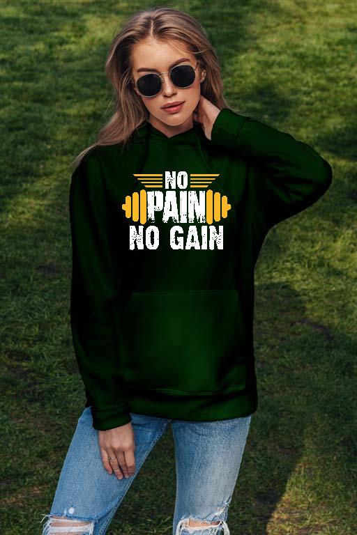 No Pain No Gain - Konditerem, Gym, Fitness Női Kapucnis Pulóver