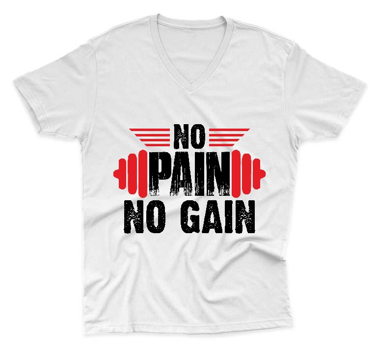 No Pain No Gain - Konditerem, Gym, Fitness Férfi V-nyakú Póló