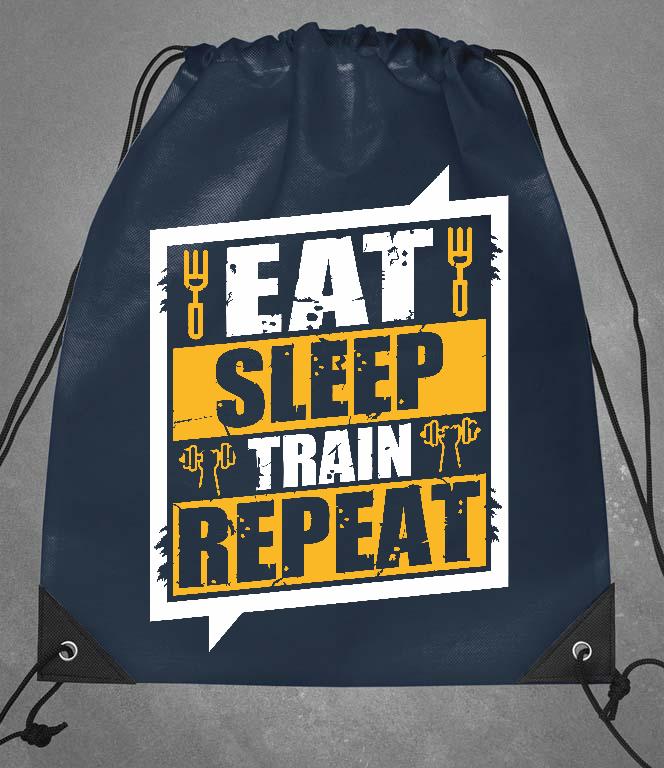 Eat Sleep Train Repeat - Konditerem, Gym, Fitness Tornazsák