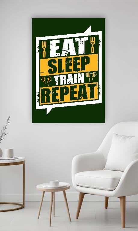 Eat Sleep Train Repeat - Konditerem, Gym, Fitness Vászonkép