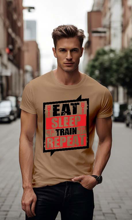 Eat Sleep Train Repeat - Konditerem, Gym, Fitness Férfi Környakú Póló