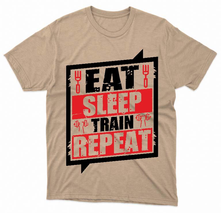 Eat Sleep Train Repeat - Konditerem, Gym, Fitness Férfi Környakú Póló