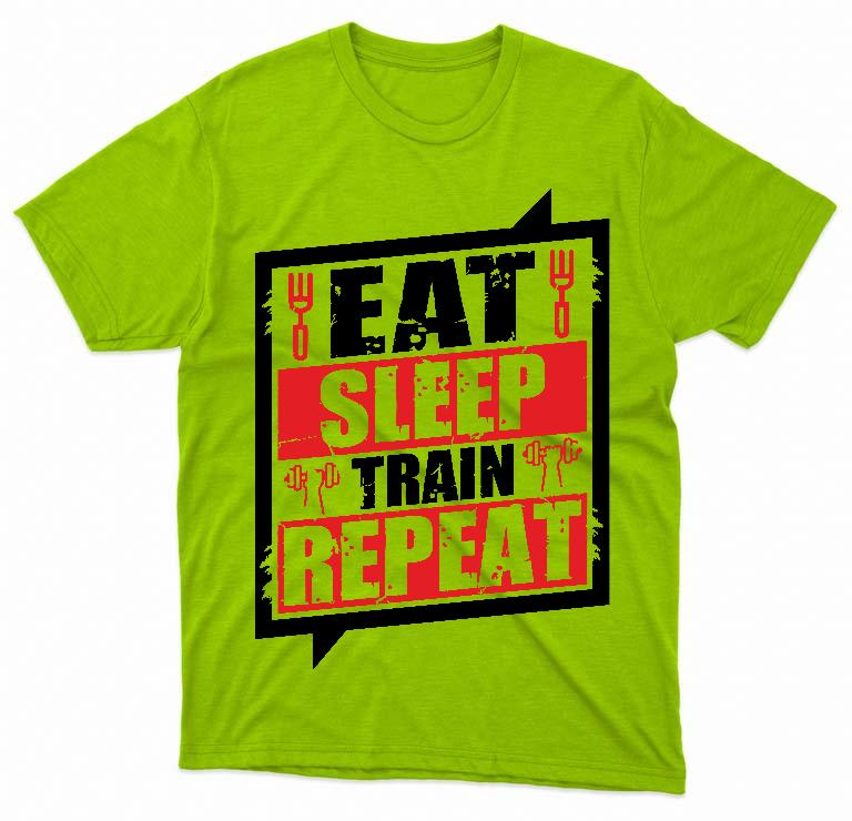 Eat Sleep Train Repeat - Konditerem, Gym, Fitness Férfi Prémium Póló