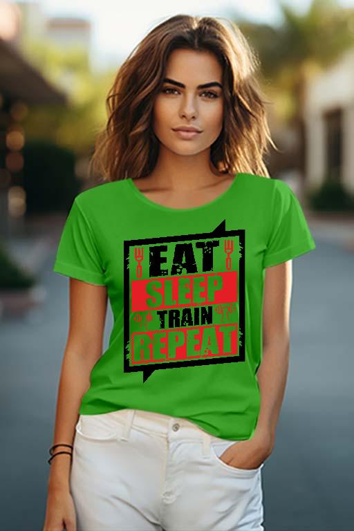 Eat Sleep Train Repeat - Konditerem, Gym, Fitness Női O-nyakú Póló
