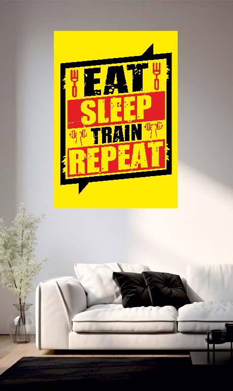 Eat Sleep Train Repeat - Konditerem, Gym, Fitness Poszter