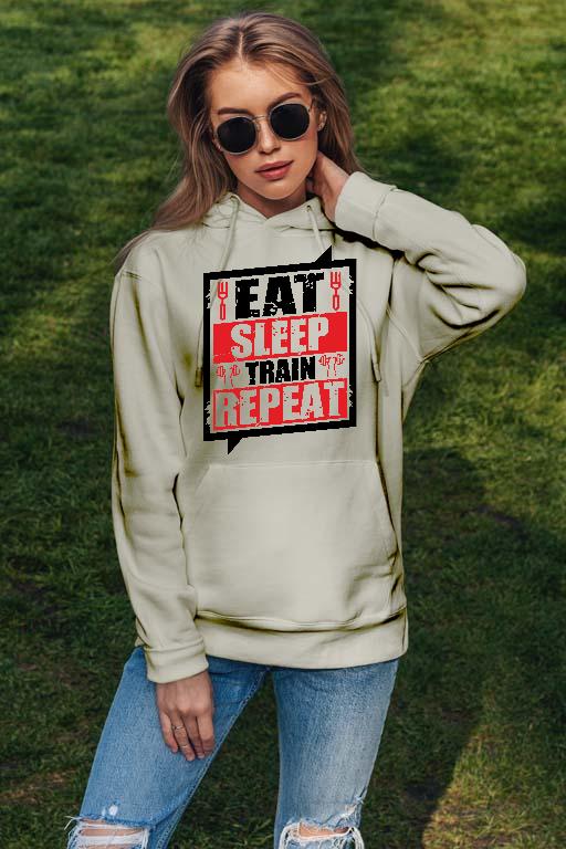 Eat Sleep Train Repeat - Konditerem, Gym, Fitness Női Kapucnis Pulóver