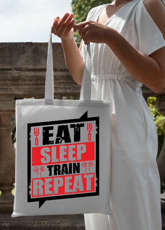 Eat Sleep Train Repeat - Konditerem, Gym, Fitness Vászontáska